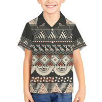 Vintage Bula Fiji Masi Family Matching Short Sleeve Bodycon Dress and Hawaiian Shirt Fijian Tapa Cloth LT14 Son's Shirt Charcoal - Polynesian Pride