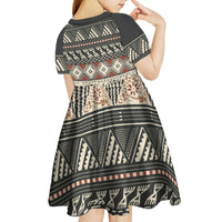 Vintage Bula Fiji Masi Kid Short Sleeve Dress Fijian Tapa Cloth - Polynesian Pride