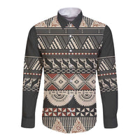 Vintage Bula Fiji Masi Long Sleeve Button Shirt Fijian Tapa Cloth - Polynesian Pride