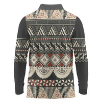 Vintage Bula Fiji Masi Long Sleeve Polo Shirt Fijian Tapa Cloth - Polynesian Pride