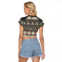 Vintage Bula Fiji Masi Raglan Cropped T Shirt Fijian Tapa Cloth - Polynesian Pride