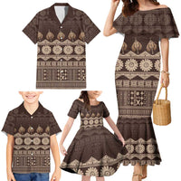 Bula Fiji Iri ni Meke Family Matching Mermaid Dress and Hawaiian Shirt Kuvui Fijian Masi LT14 - Polynesian Pride