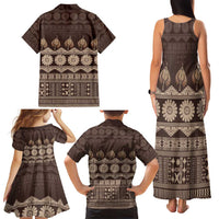 Bula Fiji Iri ni Meke Family Matching Tank Maxi Dress and Hawaiian Shirt Kuvui Fijian Masi LT14 - Polynesian Pride