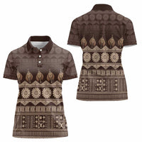 Bula Fiji Iri ni Meke Women Polo Shirt Kuvui Fijian Masi LT14 - Polynesian Pride