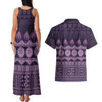Bula Fiji Iri ni Meke Couples Matching Tank Maxi Dress and Hawaiian Shirt Lokaloka Fijian Masi LT14 - Polynesian Pride