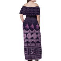 Bula Fiji Iri ni Meke Family Matching Off Shoulder Maxi Dress and Hawaiian Shirt Lokaloka Fijian Masi LT14 - Polynesian Pride