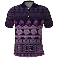 Bula Fiji Iri ni Meke Polo Shirt Lokaloka Fijian Masi LT14 Purple - Polynesian Pride