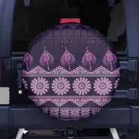 Bula Fiji Iri ni Meke Spare Tire Cover Lokaloka Fijian Masi LT14 No hole Purple - Polynesian Pride