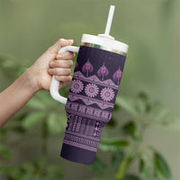 Bula Fiji Iri ni Meke Tumbler With Handle Lokaloka Fijian Masi - Polynesian Pride