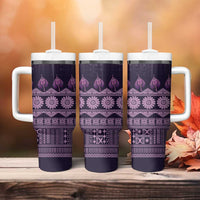 Bula Fiji Iri ni Meke Tumbler With Handle Lokaloka Fijian Masi - Polynesian Pride