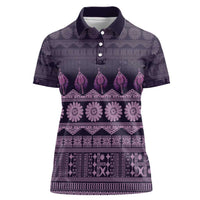 Bula Fiji Iri ni Meke Women Polo Shirt Lokaloka Fijian Masi LT14 Female Purple - Polynesian Pride