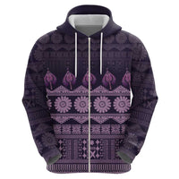 Bula Fiji Iri ni Meke Zip Hoodie Lokaloka Fijian Masi LT14 - Polynesian Pride