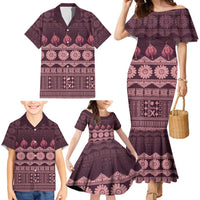 Bula Fiji Iri ni Meke Family Matching Mermaid Dress and Hawaiian Shirt Piqi Fijian Masi LT14 - Polynesian Pride