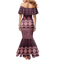 Bula Fiji Iri ni Meke Family Matching Mermaid Dress and Hawaiian Shirt Piqi Fijian Masi LT14 - Polynesian Pride