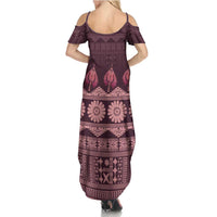 Bula Fiji Iri ni Meke Family Matching Summer Maxi Dress and Hawaiian Shirt Piqi Fijian Masi LT14 - Polynesian Pride