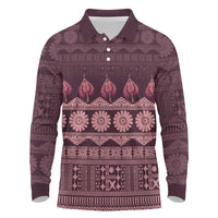 Bula Fiji Iri ni Meke Long Sleeve Polo Shirt Piqi Fijian Masi - Polynesian Pride