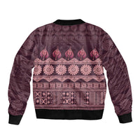 Bula Fiji Iri ni Meke Sleeve Zip Bomber Jacket Piqi Fijian Masi - Polynesian Pride