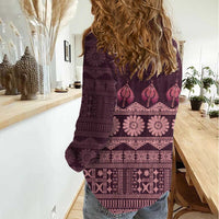 Bula Fiji Iri ni Meke Women Casual Shirt Piqi Fijian Masi - Polynesian Pride