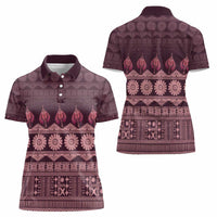 Bula Fiji Iri ni Meke Women Polo Shirt Piqi Fijian Masi - Polynesian Pride