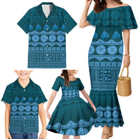 Bula Fiji Iri ni Meke Family Matching Mermaid Dress and Hawaiian Shirt Karakarawa Fijian Masi LT14 - Polynesian Pride