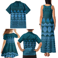 Bula Fiji Iri ni Meke Family Matching Tank Maxi Dress and Hawaiian Shirt Karakarawa Fijian Masi LT14 - Polynesian Pride