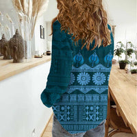 Bula Fiji Iri ni Meke Women Casual Shirt Karakarawa Fijian Masi - Polynesian Pride