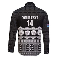 Fiji Tapa Rugby Custom Family Matching Off The Shoulder Long Sleeve Dress and Hawaiian Shirt Go Fijiana - Polynesian Pride