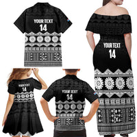 Fiji Tapa Rugby Custom Family Matching Off Shoulder Maxi Dress and Hawaiian Shirt Go Fijiana LT14 - Polynesian Pride