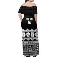 Fiji Tapa Rugby Custom Family Matching Off Shoulder Maxi Dress and Hawaiian Shirt Go Fijiana LT14 - Polynesian Pride