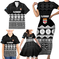 Fiji Tapa Rugby Custom Family Matching Short Sleeve Bodycon Dress and Hawaiian Shirt Go Fijiana LT14 - Polynesian Pride