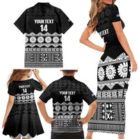 Fiji Tapa Rugby Custom Family Matching Short Sleeve Bodycon Dress and Hawaiian Shirt Go Fijiana LT14 - Polynesian Pride