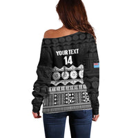 Fiji Tapa Rugby Custom Off Shoulder Sweater Go Fijiana - Polynesian Pride