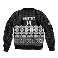 Fiji Tapa Rugby Custom Sleeve Zip Bomber Jacket Go Fijiana - Polynesian Pride