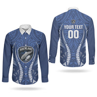 Auckland 2026 Rugby Custom Couples Matching Puletasi and Long Sleeve Button Shirt NZ Maori Silver Fern LT14 - Polynesian Pride
