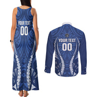 Auckland 2026 Rugby Custom Couples Matching Tank Maxi Dress and Long Sleeve Button Shirt NZ Maori Silver Fern LT14 - Polynesian Pride