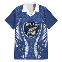 Auckland 2026 Rugby Custom Family Matching Puletasi and Hawaiian Shirt NZ Maori Silver Fern LT14 Dad's Shirt - Short Sleeve Blue - Polynesian Pride
