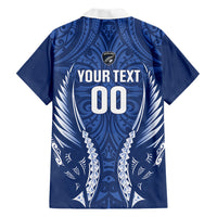 Auckland 2026 Rugby Custom Family Matching Puletasi and Hawaiian Shirt NZ Maori Silver Fern LT14 Dad's Shirt - Long Sleeve Blue - Polynesian Pride