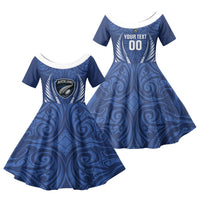 Auckland 2026 Rugby Custom Family Matching Summer Maxi Dress and Hawaiian Shirt NZ Maori Silver Fern LT14 Daughter's Dress Blue - Polynesian Pride