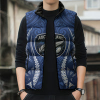 Auckland 2026 Rugby Custom Sleeveless Puffer Jacket NZ Maori Silver Fern LT14 - Polynesian Pride