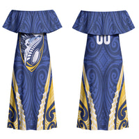 Bay of Plenty 2026 Rugby Custom Couples Matching Off Shoulder Maxi Dress and Hawaiian Shirt NZ Maori Silver Fern LT14 - Polynesian Pride