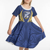 Bay of Plenty 2026 Rugby Custom Kid Short Sleeve Dress NZ Maori Silver Fern LT14 - Polynesian Pride