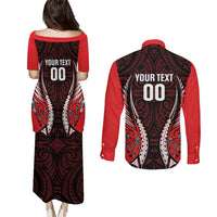 Canterbury 2026 Rugby Custom Couples Matching Puletasi and Long Sleeve Button Shirt NZ Maori Silver Fern LT14 - Polynesian Pride