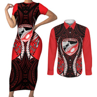 Canterbury 2026 Rugby Custom Couples Matching Short Sleeve Bodycon Dress and Long Sleeve Button Shirt NZ Maori Silver Fern