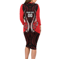 Canterbury 2026 Rugby Custom Family Matching Long Sleeve Bodycon Dress and Hawaiian Shirt NZ Maori Silver Fern LT14 - Polynesian Pride