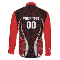 Canterbury 2026 Rugby Custom Family Matching Off Shoulder Maxi Dress and Hawaiian Shirt NZ Maori Silver Fern LT14 Son's Shirt Red - Polynesian Pride