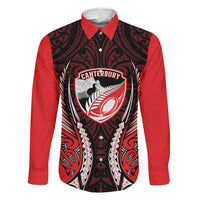 Canterbury 2026 Rugby Custom Family Matching Puletasi and Hawaiian Shirt NZ Maori Silver Fern LT14 Daughter's Dress Red - Polynesian Pride