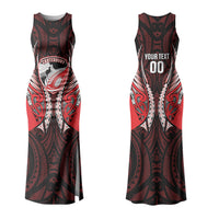 Canterbury 2026 Rugby Custom Family Matching Tank Maxi Dress and Hawaiian Shirt NZ Maori Silver Fern LT14 Mom's Dress Red - Polynesian Pride