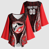 Canterbury 2026 Rugby Custom Kimono Sleeve Blouse NZ Maori Silver Fern