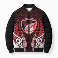 Counties Manukau 2026 Rugby Custom Bomber Puffer Jacket NZ Maori Silver Fern LT14 Unisex Red - Polynesian Pride