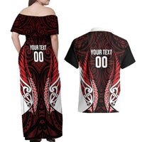 Counties Manukau 2026 Rugby Custom Couples Matching Off Shoulder Maxi Dress and Hawaiian Shirt NZ Maori Silver Fern